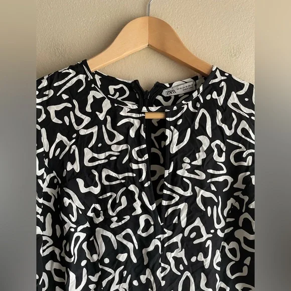 New ZARA Women Black White Maxi Dress Size XS - Picture 2 of 14